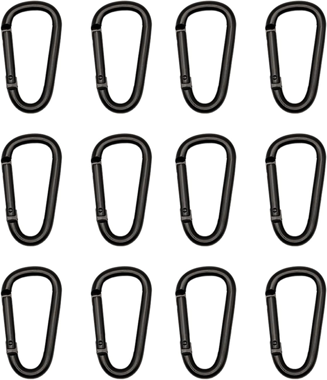 Black Carabiner Clip, Includes Mini 2 Inch Carbineers, Small 2.3" D Ring Clip, Large 3 Inch Carabiner Heavy Duty, Aluminum Caribiner Keychain Hook for Backpack Hiking Camping