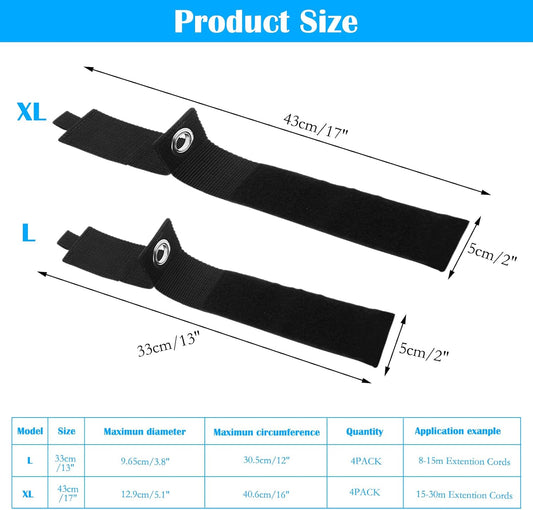Pack of 8 Cable Ties, Cable Organizer, Cable Straps, High Quality Storage Straps with Eyelet, Adjustable Cable Holder, Cable Ties for Extension Cables, Wires, Ropes, Hoses