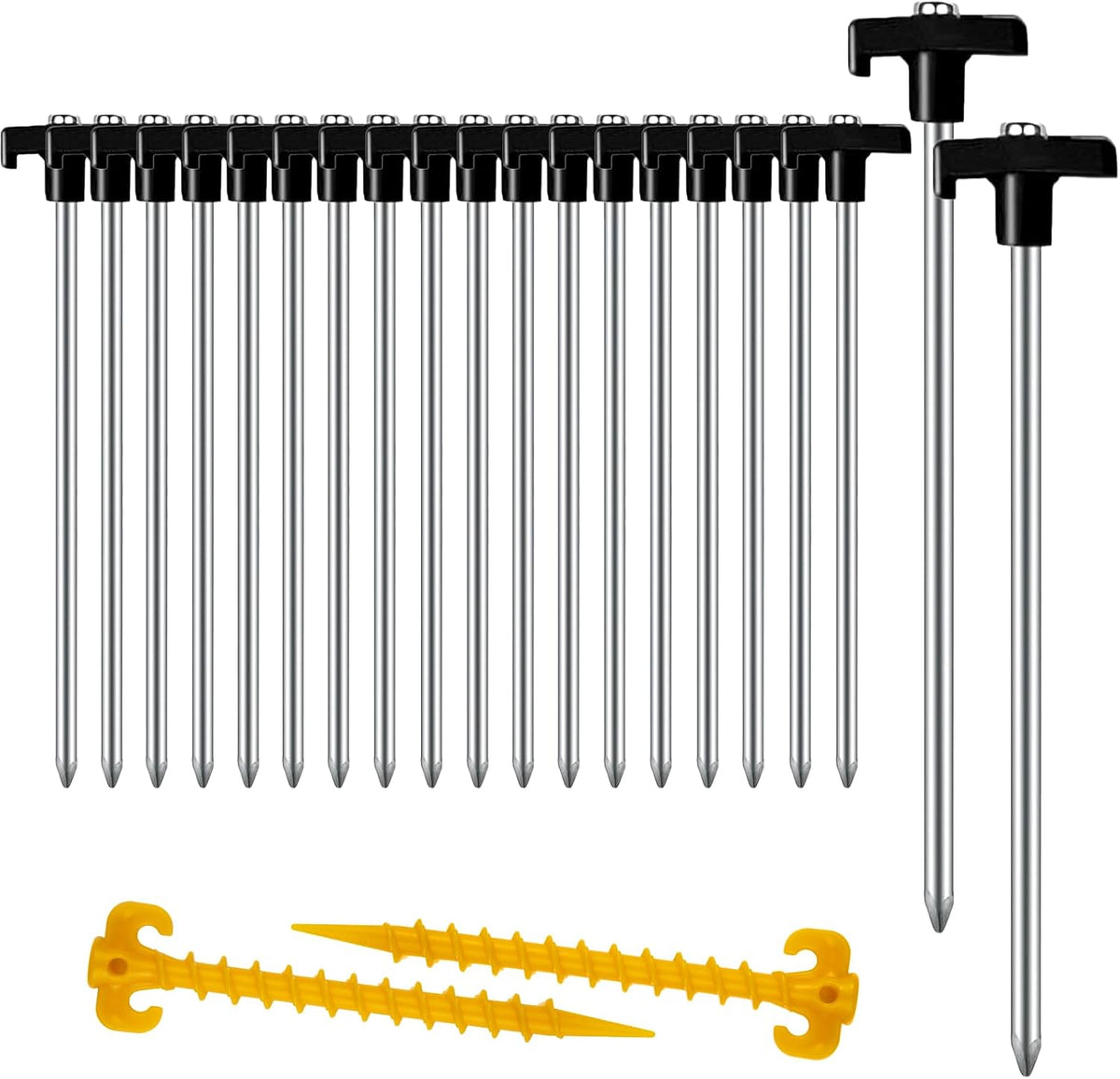 Tent Pegs, Pegs, Sturdy, Camping Tent Accessories, Long and Robust Pegs, Ideal for Normal and Hard Floor, 18 cm (12, Black)