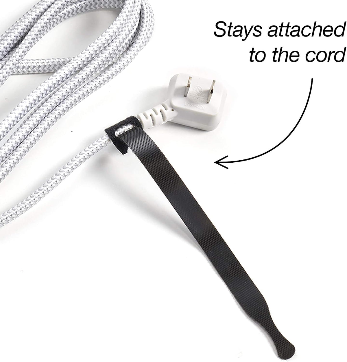 Self-Gripping Cable Ties, 8-inch, 100-Pack (Black) - Cord Ties, Cord Wraps, Cable Straps, Wire Ties, Wire Organizer for Cord Management and Wire Management