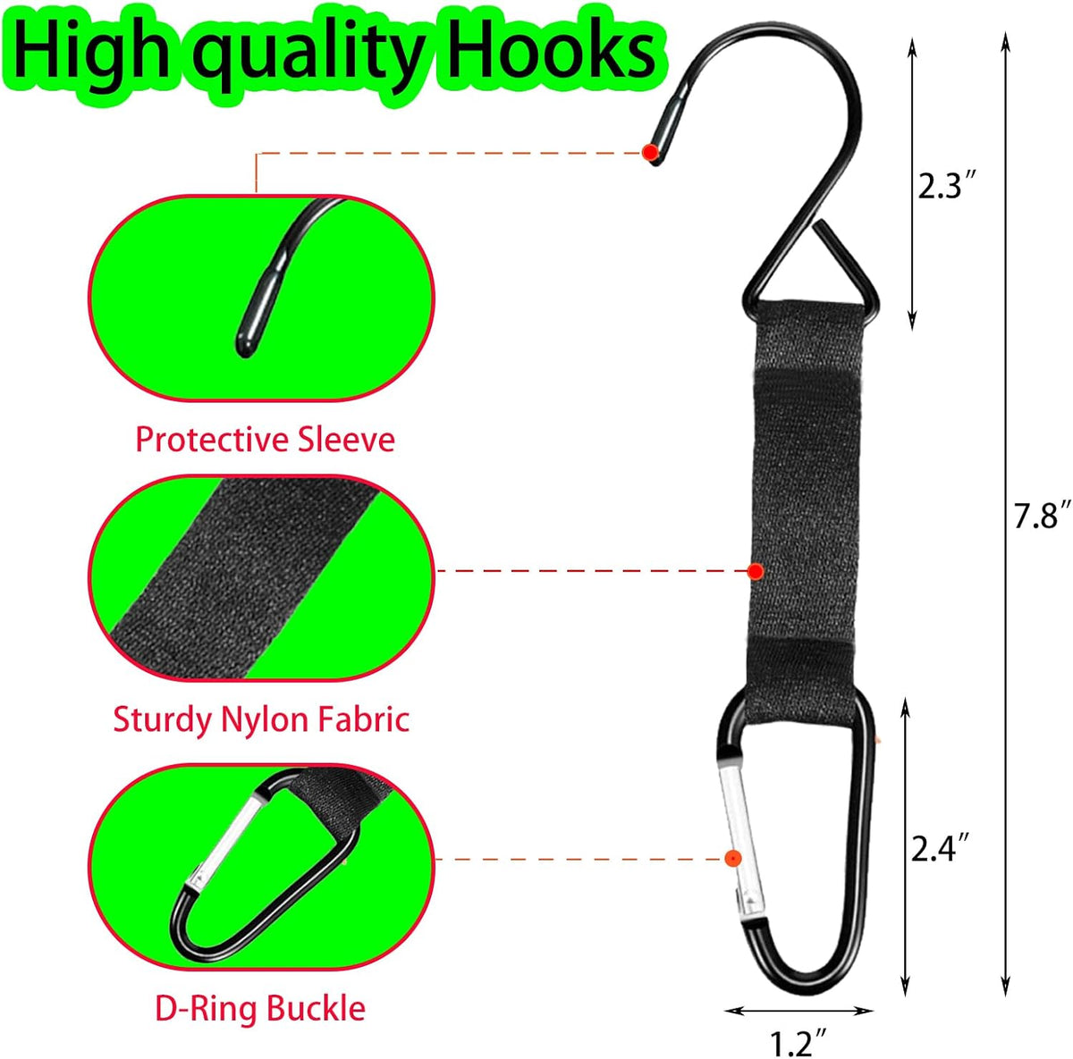 Fence Hooks for Baseball Bag Softball Bag, Baseball Coaching Accessories Hooks, Safety Metal Buckle Hooks for Outdoor Sports Backpacks Water Cups Camping Equipment, Tent Hooks 6 Pcs