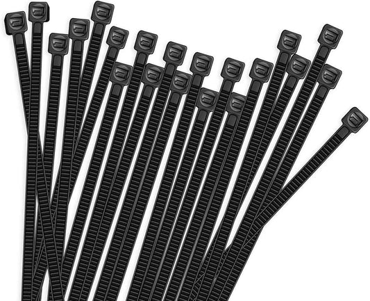 100pcs Cable Zip Ties Heavy Duty 8 Inch, Premium Plastic Wire Ties with 50 Pounds Tensile Strength, Self-Locking Black Nylon Tie Wraps for Indoor and Outdoor