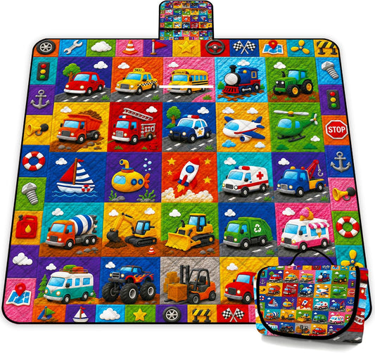 Extra Large Picnic Blanket Waterproof,80"x 80"Foldable Machine Washable Outdoor Blanket,Car Beach Blanket for 6-8 Adults,Picnic Mat Suitable for Indoor Crawling,Park Beach,Camping,Hiking,Travel