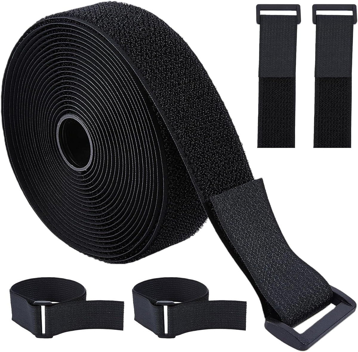 1.5 Inch x 16.4 Foot Cable Ties Heavy Duty with 20 Buckles Reusable Cable Ties for Organisation or Storage Adjustable Nylon Cable Ties (Black)