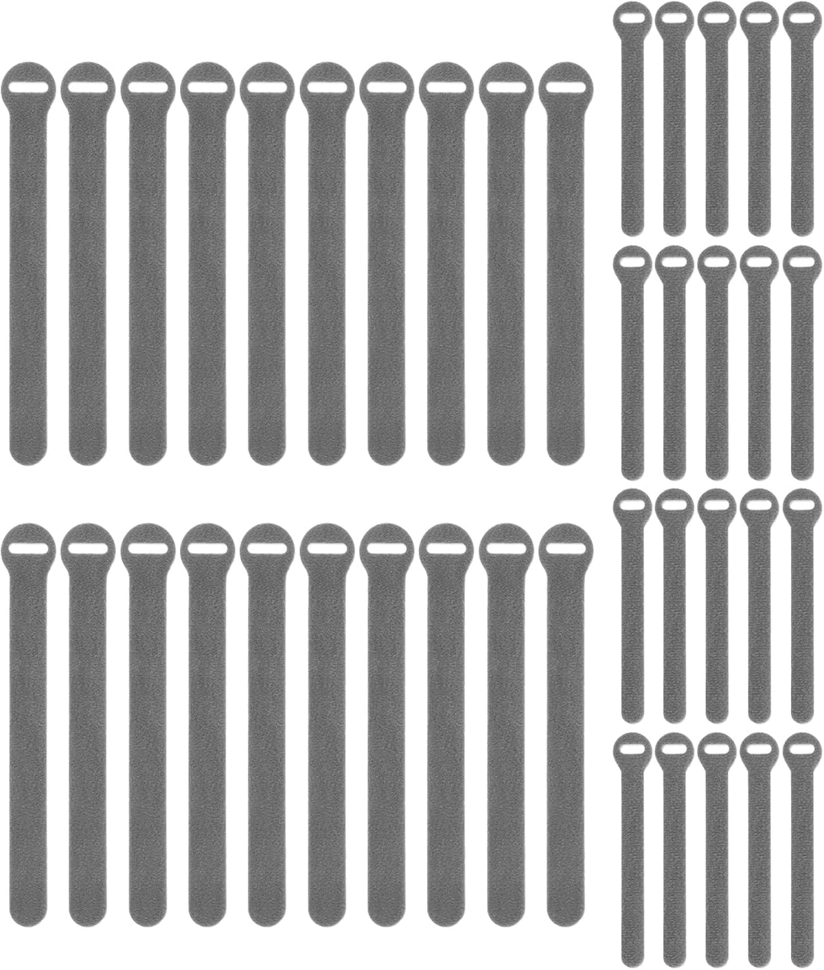Self-Gripping Cable Ties by , Gray, 40 Pack (5 Inch and 8 Inch Straps) – Reusable Hook and Loop Cord Organizer Cable Ties for Cord Management and Desk or Office Organization
