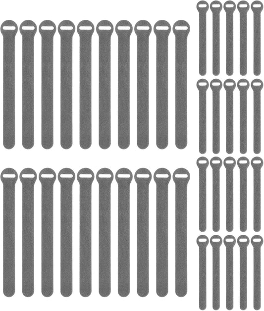 Self-Gripping Cable Ties by , Gray, 40 Pack (5 Inch and 8 Inch Straps) – Reusable Hook and Loop Cord Organizer Cable Ties for Cord Management and Desk or Office Organization