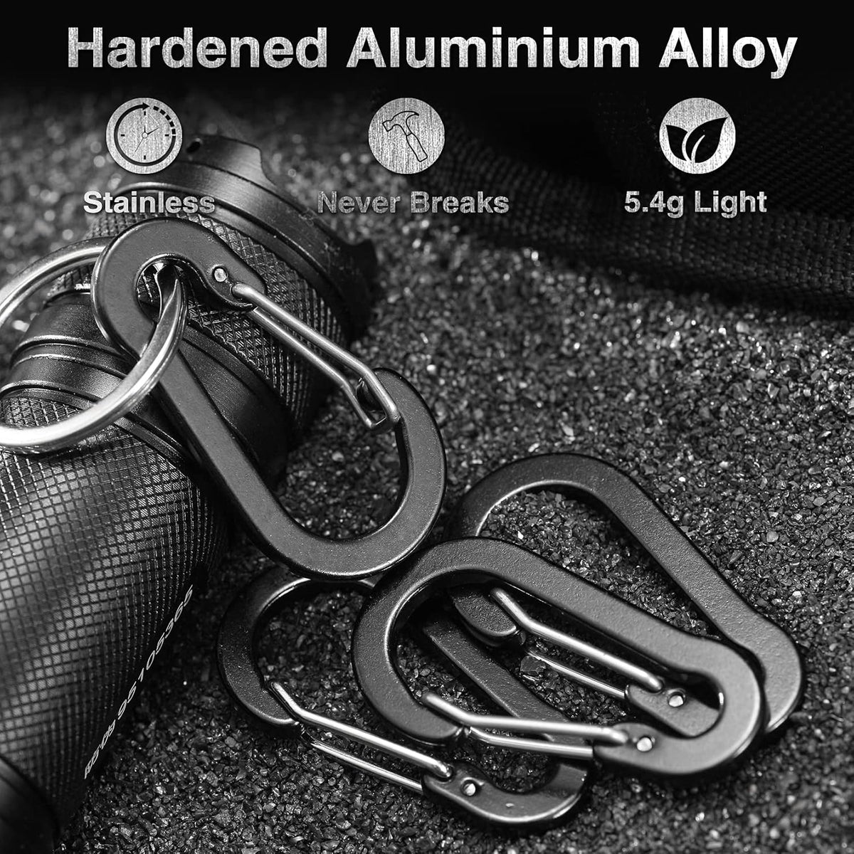 10 Pack Aluminum D Shape Locking Mini Carabiners with Key Rings