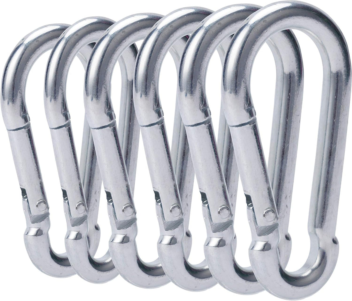 3 Inch Carabiner Clip Spring Snap Hook Heavy Duty 6pcs M8x80mm for Fitness Hammock Swing Camping Hiking