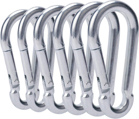 3 Inch Carabiner Clip Spring Snap Hook Heavy Duty 6pcs M8x80mm for Fitness Hammock Swing Camping Hiking