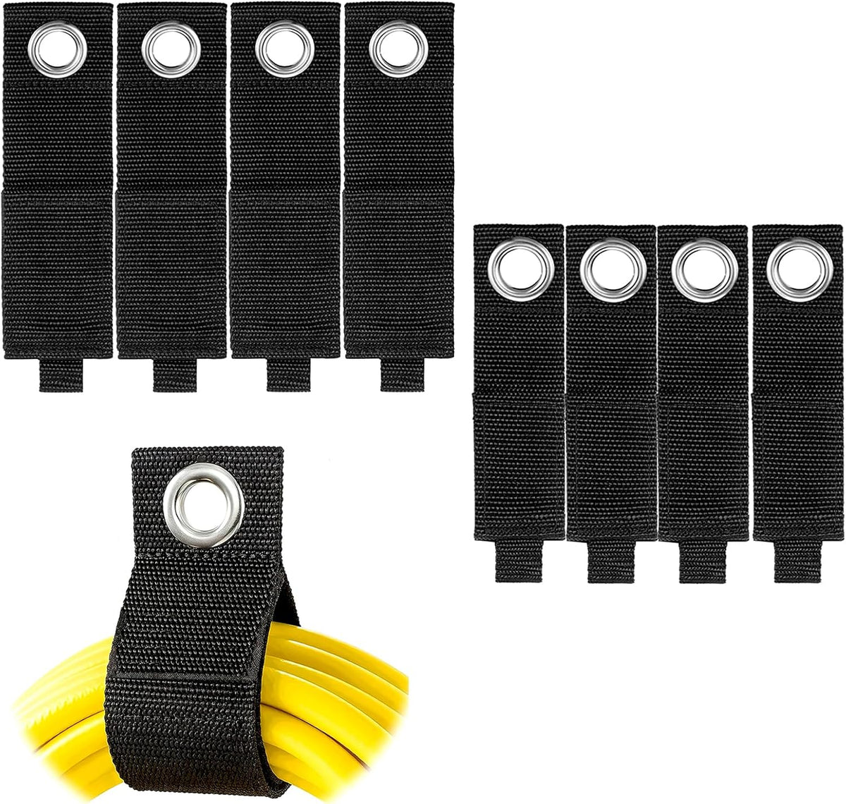 Pack of 8 Cable Ties, Cable Organizer, Cable Straps, High Quality Storage Straps with Eyelet, Adjustable Cable Holder, Cable Ties for Extension Cables, Wires, Ropes, Hoses